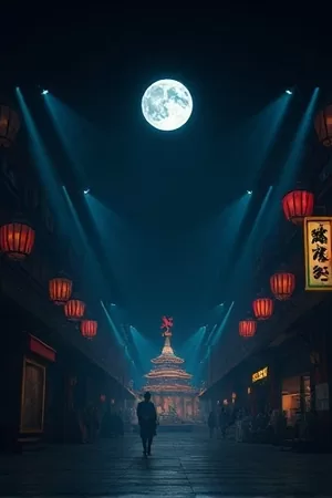 欧美纪录片《深海纪年》竖版封面，深蓝海水与发光水母群