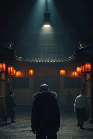 欧美悬疑片《双面镜廊》竖版封面，对称走廊与两面相对的镜子